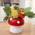 Mushroom Vase Home Decor, Exquisite Red Ceramic Vase, Cute Mushroom Decoration, Girl's Room Decor, Idea Flower Vases for Bouquet
