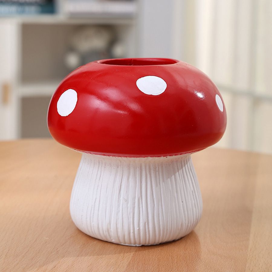 Mushroom Vase Home Decor, Exquisite Red Ceramic Vase, Cute Mushroom Decoration, Girl's Room Decor, Idea Flower Vases for Bouquet