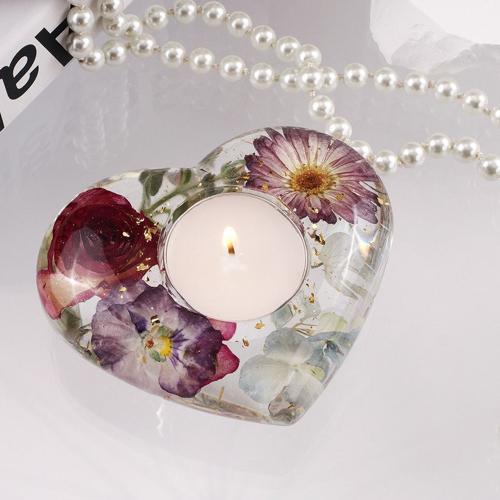 Resin Candle Holder Silicone Moulds, Tealight Candle Holder Silicone Mold, Star Moon Heart Shape Tea Lights Candle Holder Mold