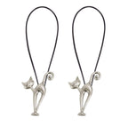 2 Pcs Magnetic Curtain Tiebacks, Holdback Strong Magnet Curtain Clips Rope No Drilling Curtain Holder Buckle (Cat Style)
