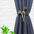 2 Pcs Magnetic Curtain Tiebacks, Holdback Strong Magnet Curtain Clips Rope No Drilling Curtain Holder Buckle (Cat Style)