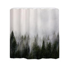 Shower curtain popular, dense fog forest, distant mountains,  digital printing, multi specification decorative curtain