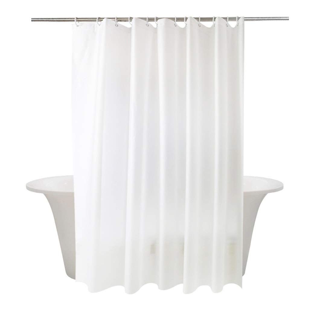 Nordic Style White Bathroom Curtains Waterproof Shower Curtain Thick Solid Color Bathtub Free Bath Screens with Hook