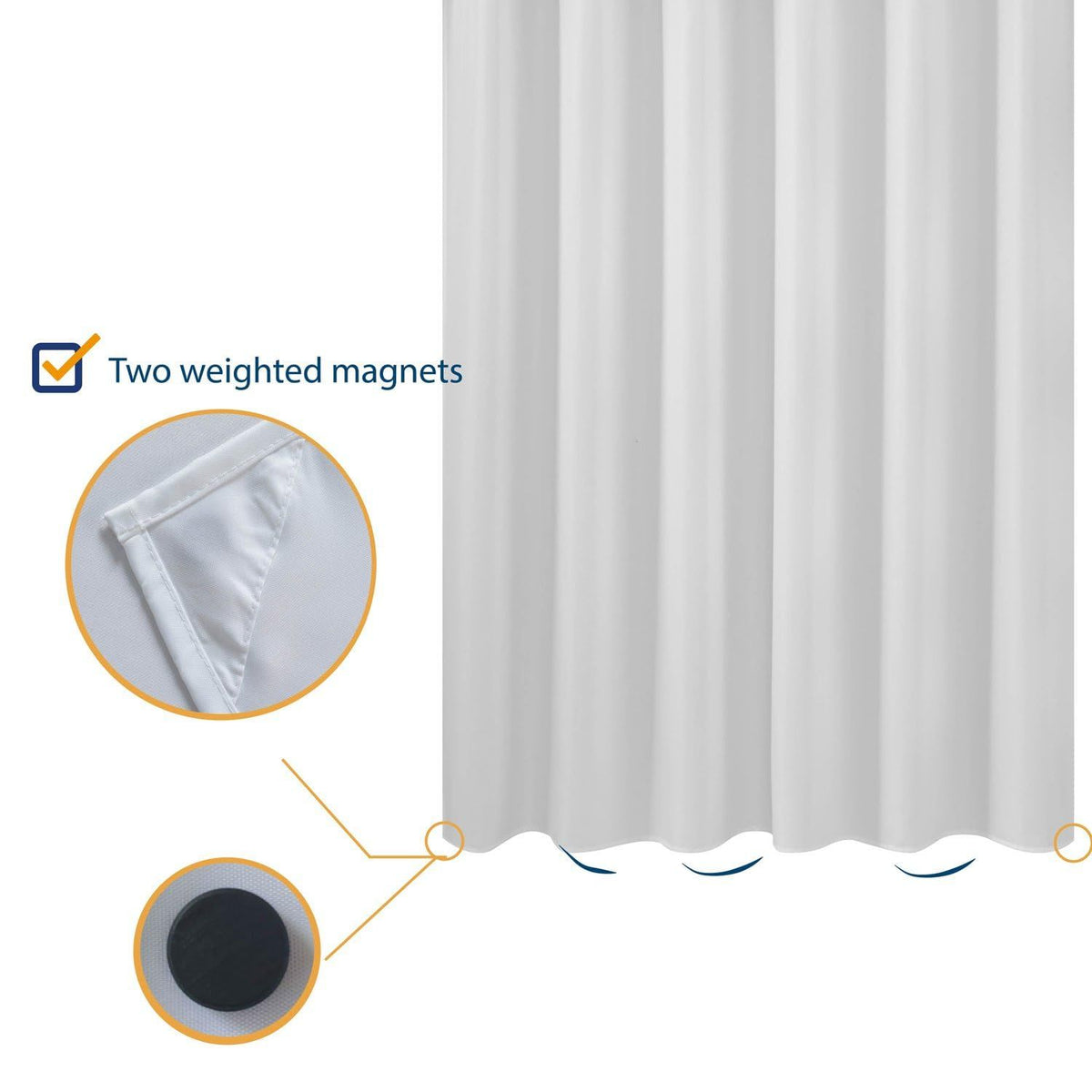 Nordic Style White Bathroom Curtains Waterproof Shower Curtain Thick Solid Color Bathtub Free Bath Screens with Hook