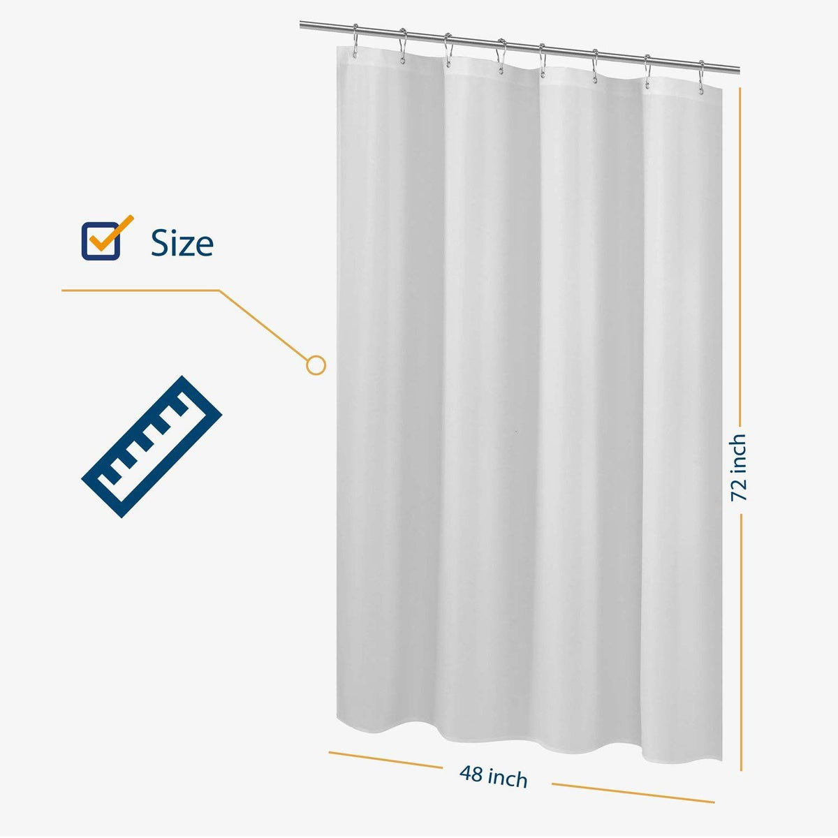 Nordic Style White Bathroom Curtains Waterproof Shower Curtain Thick Solid Color Bathtub Free Bath Screens with Hook