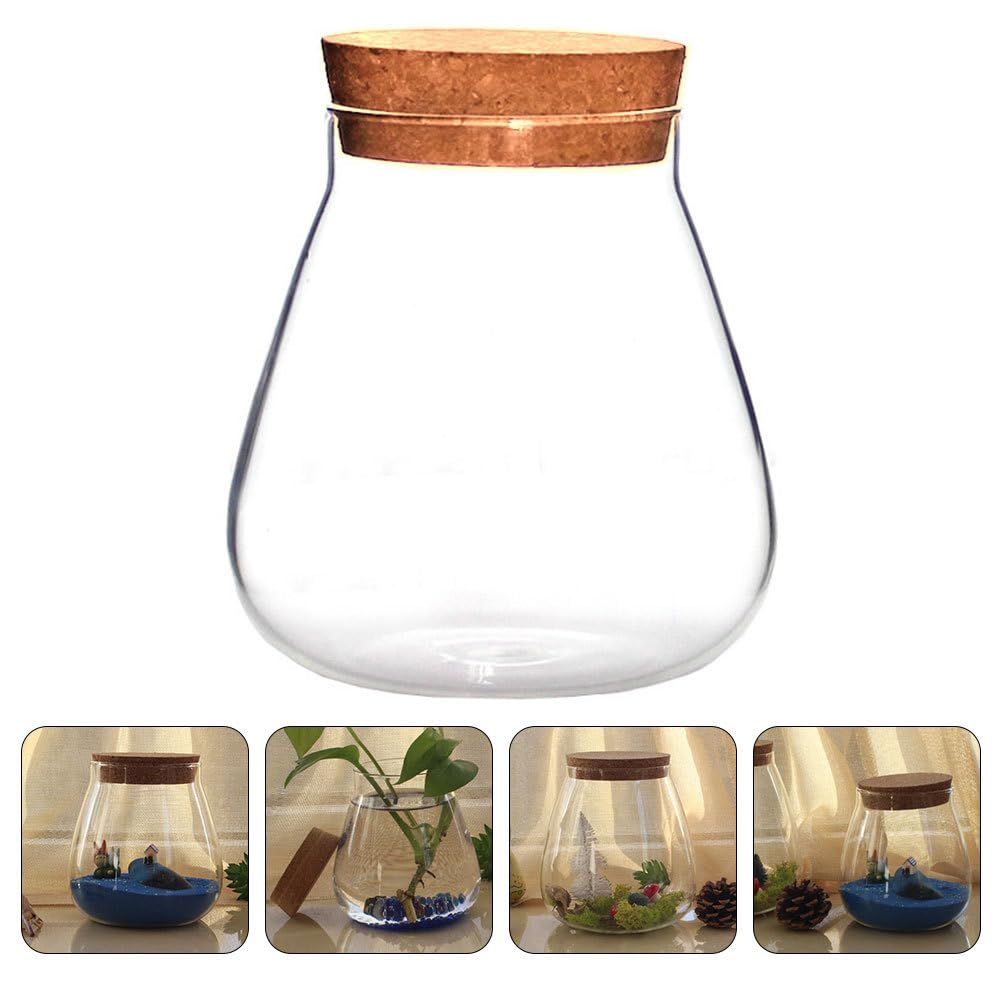Micro Landscape Moss Succulent Plants Glass Vase Eternal Flower and Tree Stopper Luminous Ecological Glass Vase