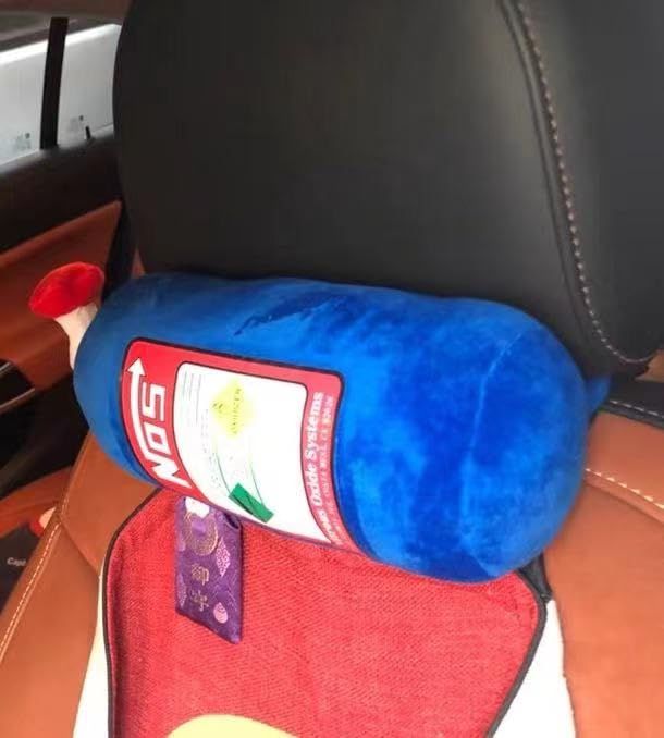 Car Neck Pillow, Bottle Design Plush Car Headrest Pillow Neck Support Pillow for Car Seat, Office Chair, Travel