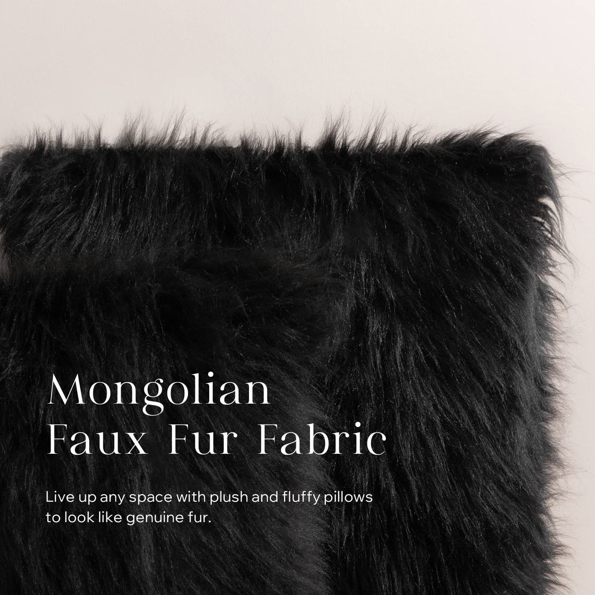 2 pcs Faux Fur Pillow Cover Fluffy Throw Pillow Mongolian Luxury Fuzzy Pillow Case Cushion Cover for Bedroom and Couch