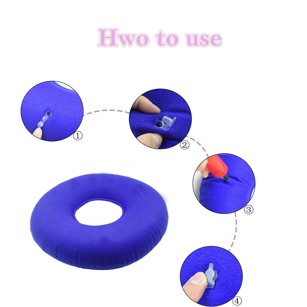Hemorrhoid Pillow with A Pump, Inflatable Butt Pillow for Tailbone Pain Relief,Seat Cushions for Pressure Relief Bed Sores
