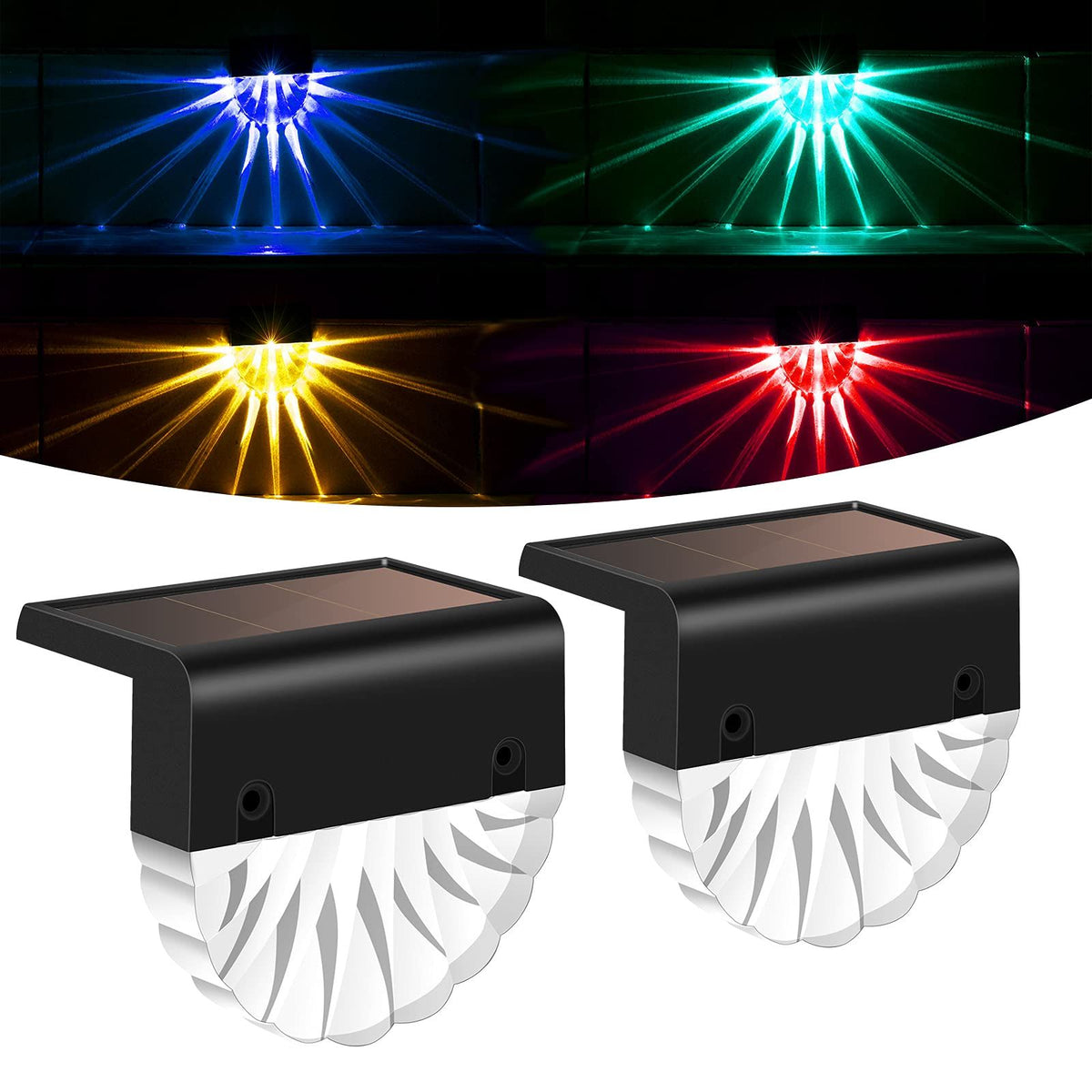 Solar Deck Lights [6 Packs] Waterproof Solar Fence Lights Dusk to Dawn Step Lights Outdoor Decor / 7 Color Changing Modes