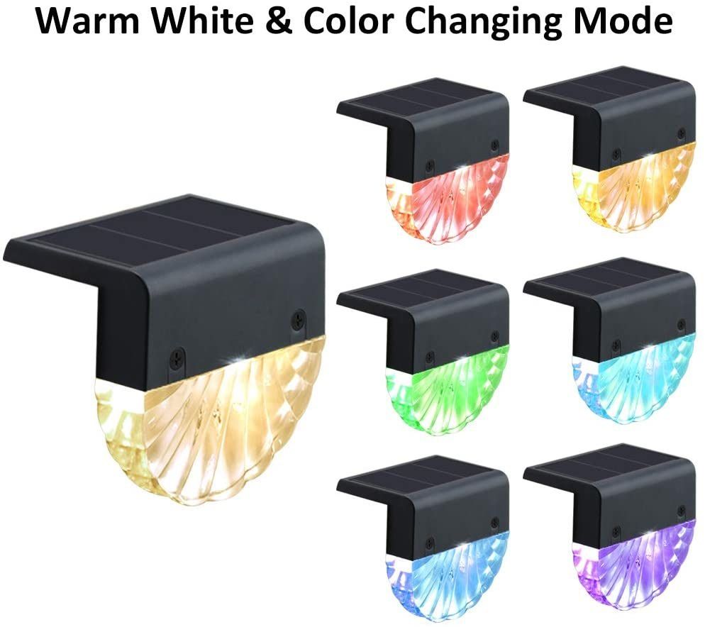 Solar Deck Lights [6 Packs] Waterproof Solar Fence Lights Dusk to Dawn Step Lights Outdoor Decor / 7 Color Changing Modes