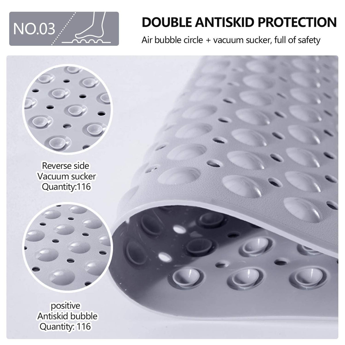 Corner Shower Mat Non Slip - 21x21 Inch Small Triangle Bath Mat for Corner Shower, Quadrant Shower Stall Mat, Anti Slip