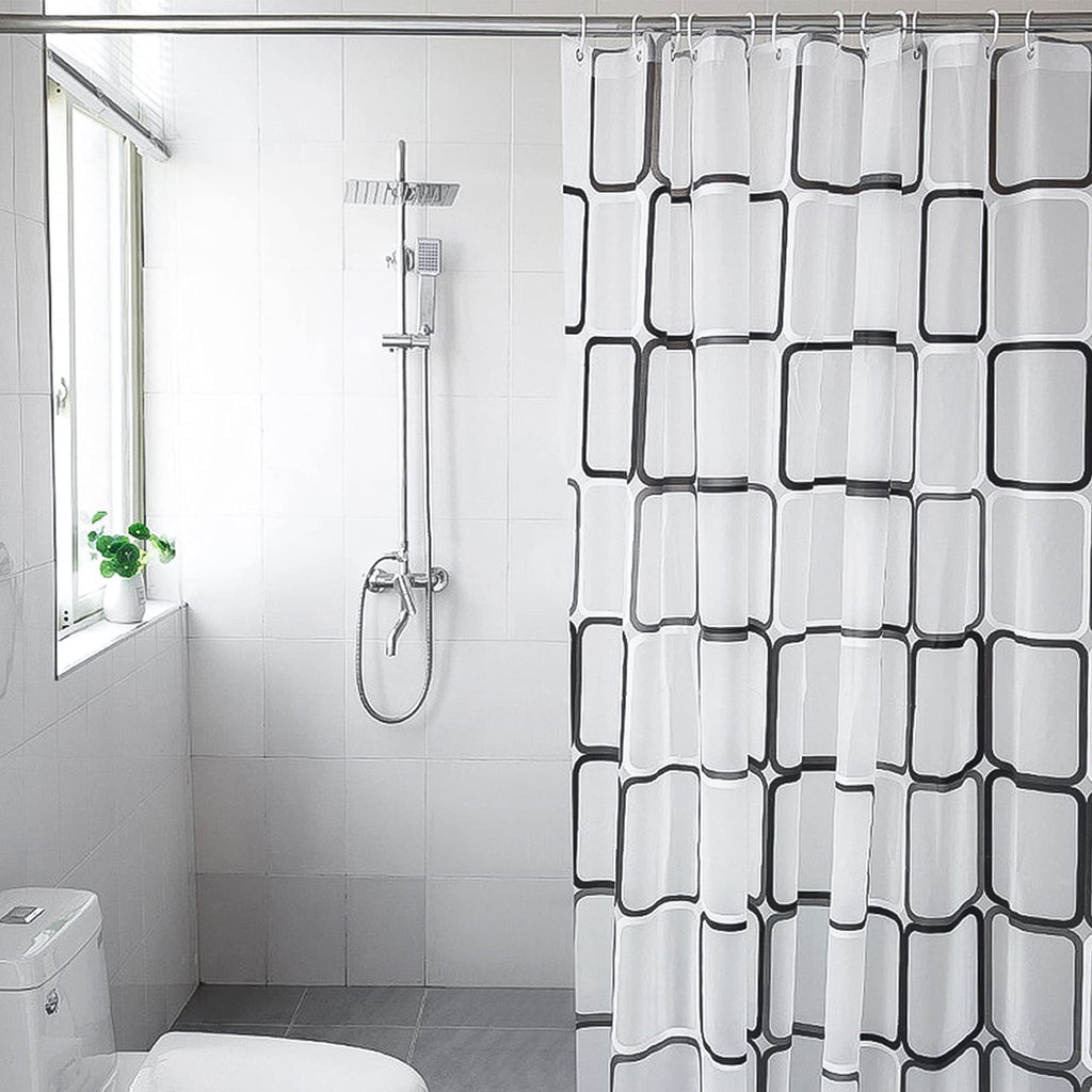 Shower Curtains for Bathroom,Black White Lattice Plastic Shower Curtains for Bathroom Decor, Waterproof Clear Shower