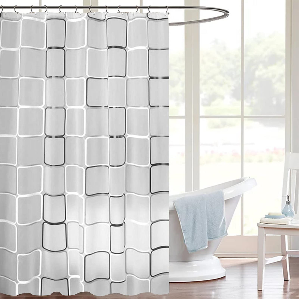 Shower Curtains for Bathroom,Black White Lattice Plastic Shower Curtains for Bathroom Decor, Waterproof Clear Shower