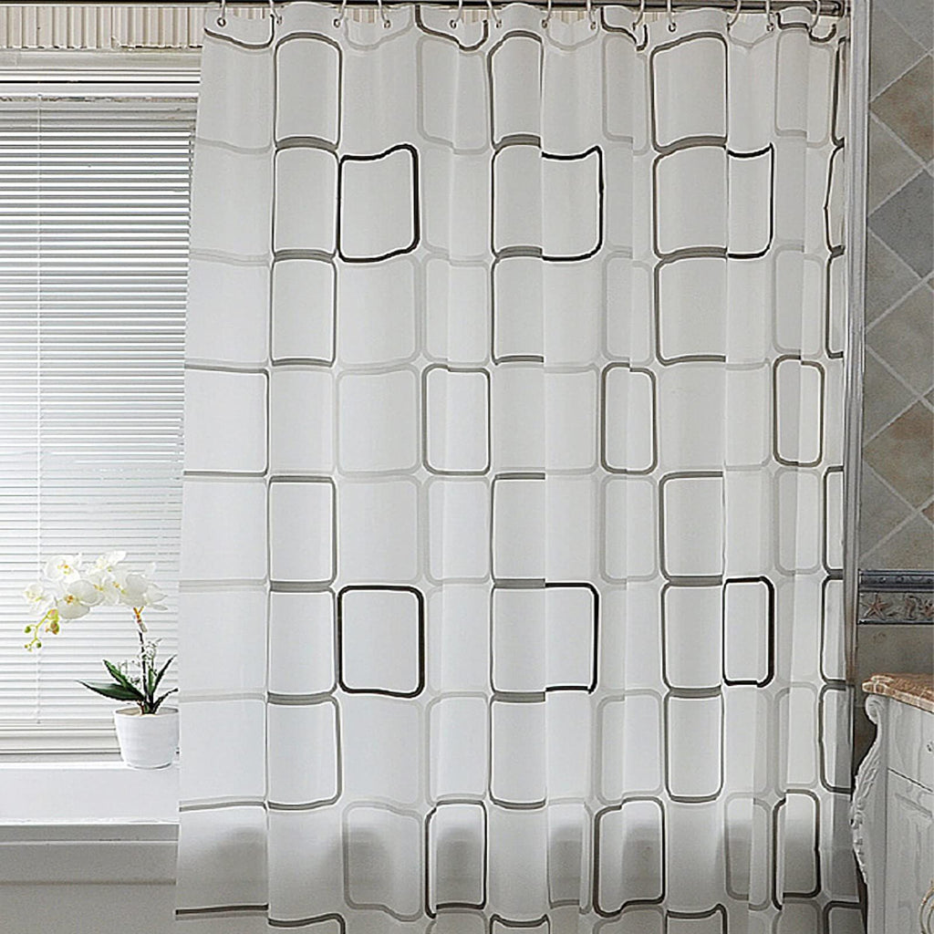 Shower Curtains for Bathroom,Black White Lattice Plastic Shower Curtains for Bathroom Decor, Waterproof Clear Shower