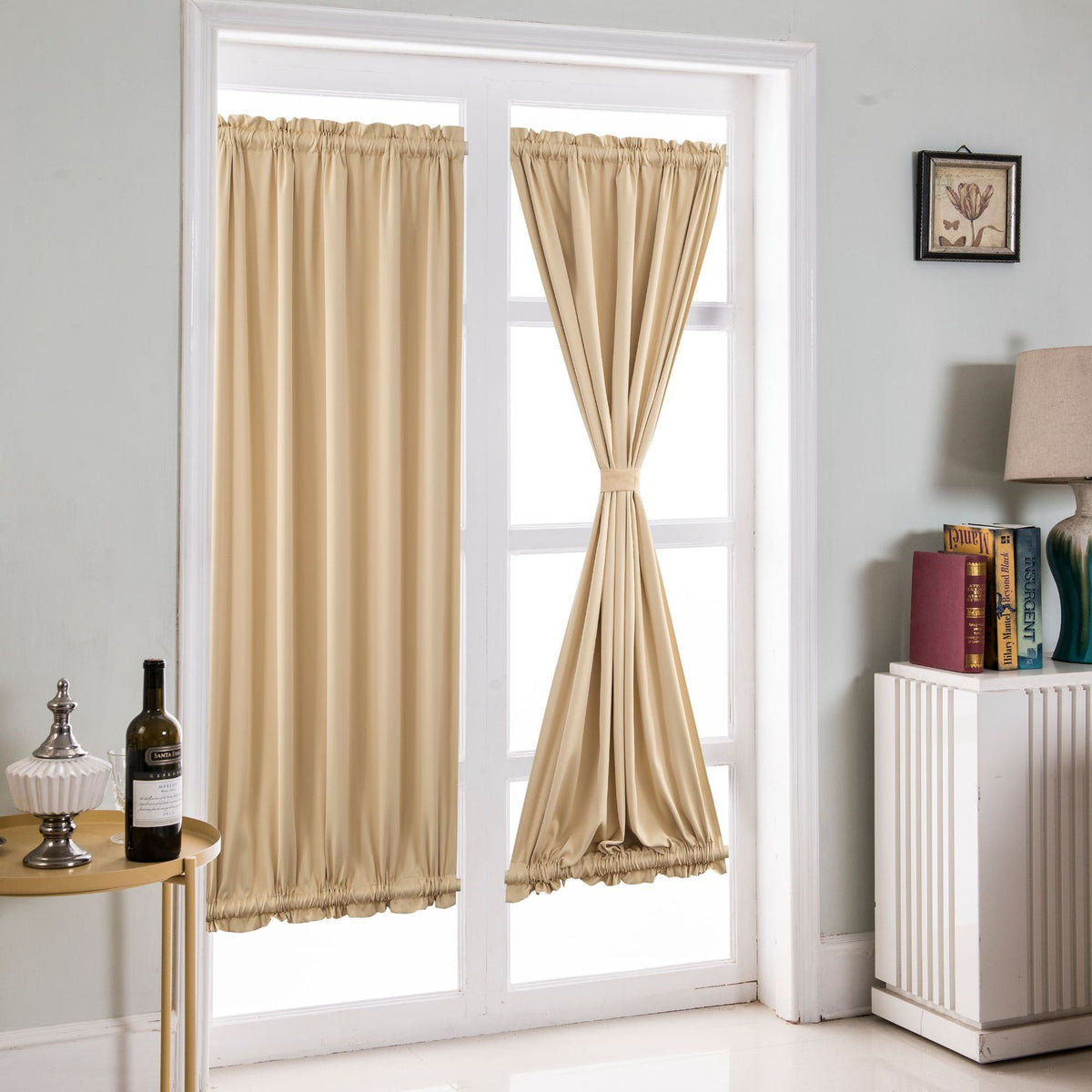 Room Darkening Sidelight Door Panel - Window Treatment Thermal Insulated French Sliding Glass Door Curtain for Privacy 
25*40