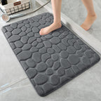 Memory Foam Bath Mat Cobblestone Bathroom Rugs Super Water Absorbent Machine Washable Bath Rugs(Dark Gray)