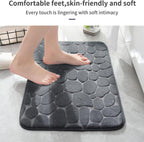Memory Foam Bath Mat Cobblestone Bathroom Rugs Super Water Absorbent Machine Washable Bath Rugs(Dark Gray)