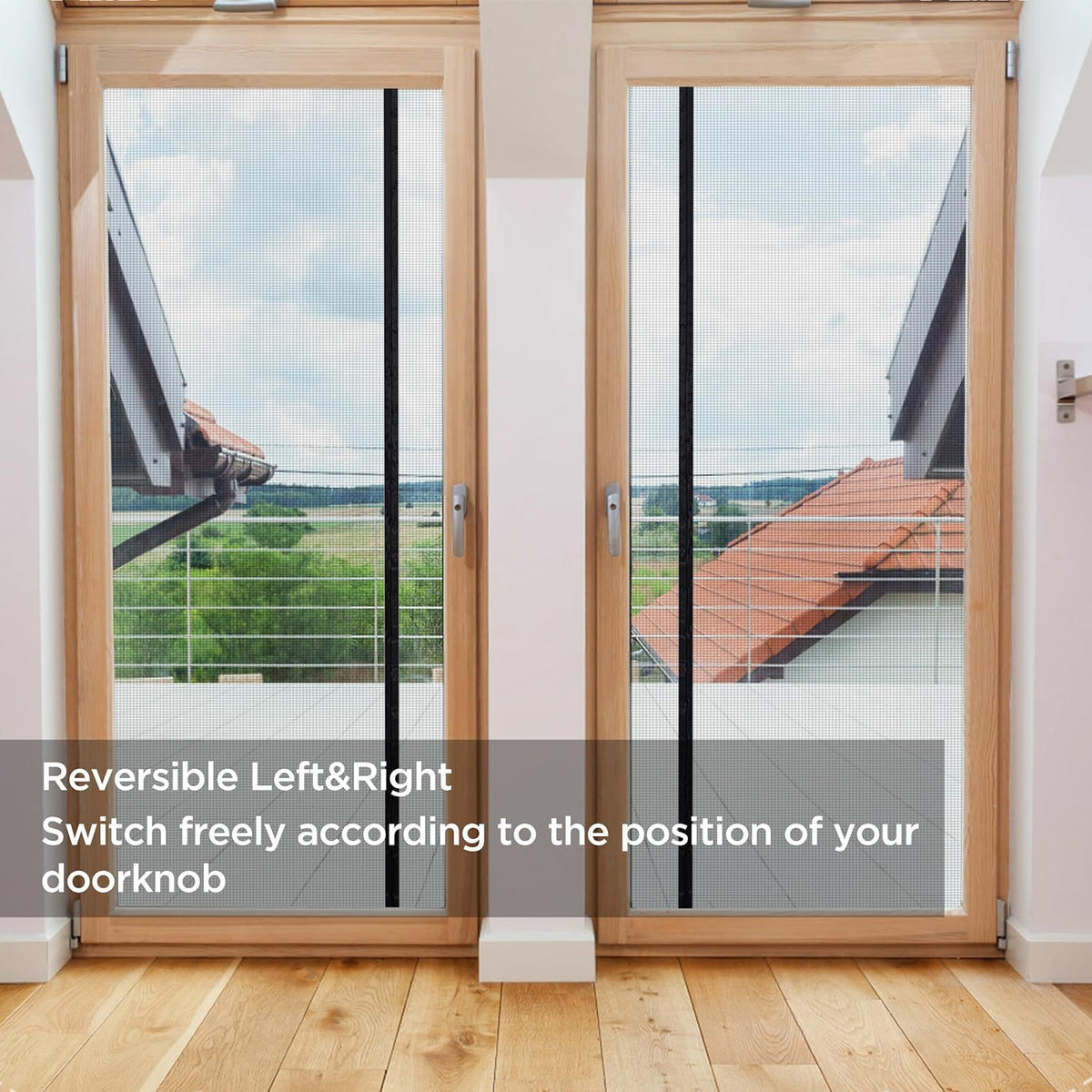 Reversible Left Right Side Opening Magnetic Screen Door Fits Door  Sturdy Fiberglass Mesh Curtain Hands for Patio, Balcony Door