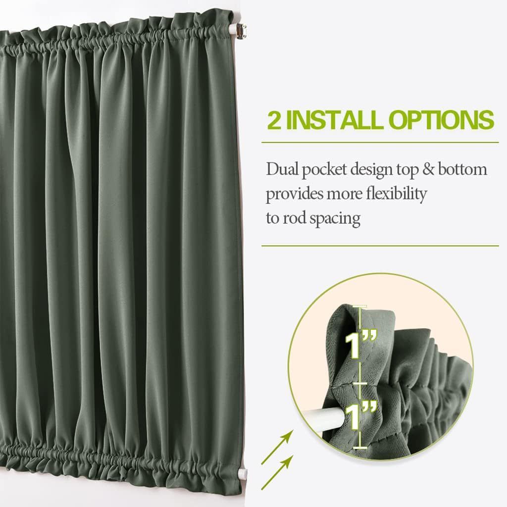 Blackout French Door Curtain Panel - Blackout Door Curtain Solid Drapery with Tiebacks - 1 Panel 25 x L40