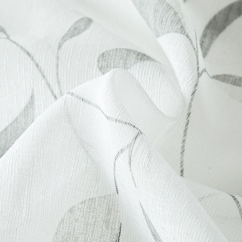 White French Door Curtains Leaf Print Semi-Sheer Half Door Curtain Panels for Back Front Glass Door Window