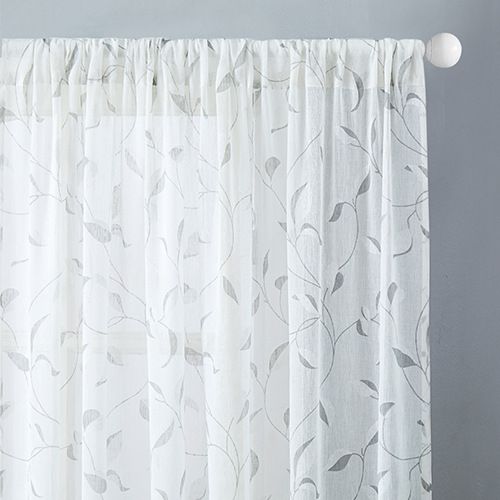 White French Door Curtains Leaf Print Semi-Sheer Half Door Curtain Panels for Back Front Glass Door Window