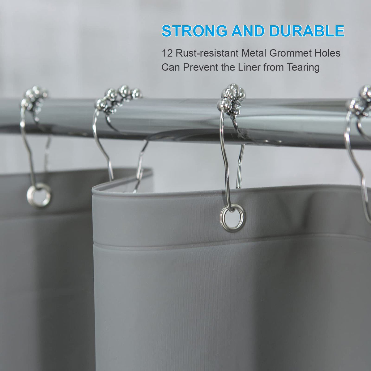 Shower Curtain 180x180cm,Heavy Duty Plastic Waterproof Bath Curtains Bathroom,Dhower Stall,Bath Tub, Gray,71 * 71 INCH