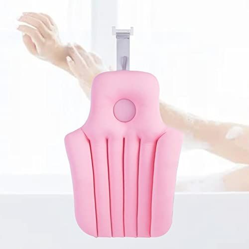 Bath Pillows, Quick Dry Ergonomic Headrest Cushion,Bathtub Pillow for Head Neck Shoulder and Back Support (pink-28x13.4 in)