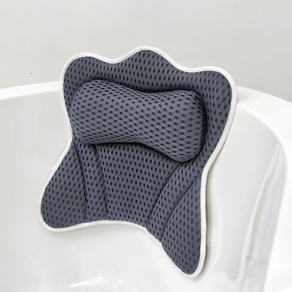 Bath Pillow for Tub Neck Back Support: 4D Air Mesh and Non-Slip Suction Cups Soft Bathtub Pillows , Grey