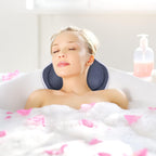Bath Pillow for Tub Neck Back Support: 4D Air Mesh and Non-Slip Suction Cups Soft Bathtub Pillows , Grey