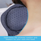 Bath Pillow for Tub Neck Back Support: 4D Air Mesh and Non-Slip Suction Cups Soft Bathtub Pillows , Grey