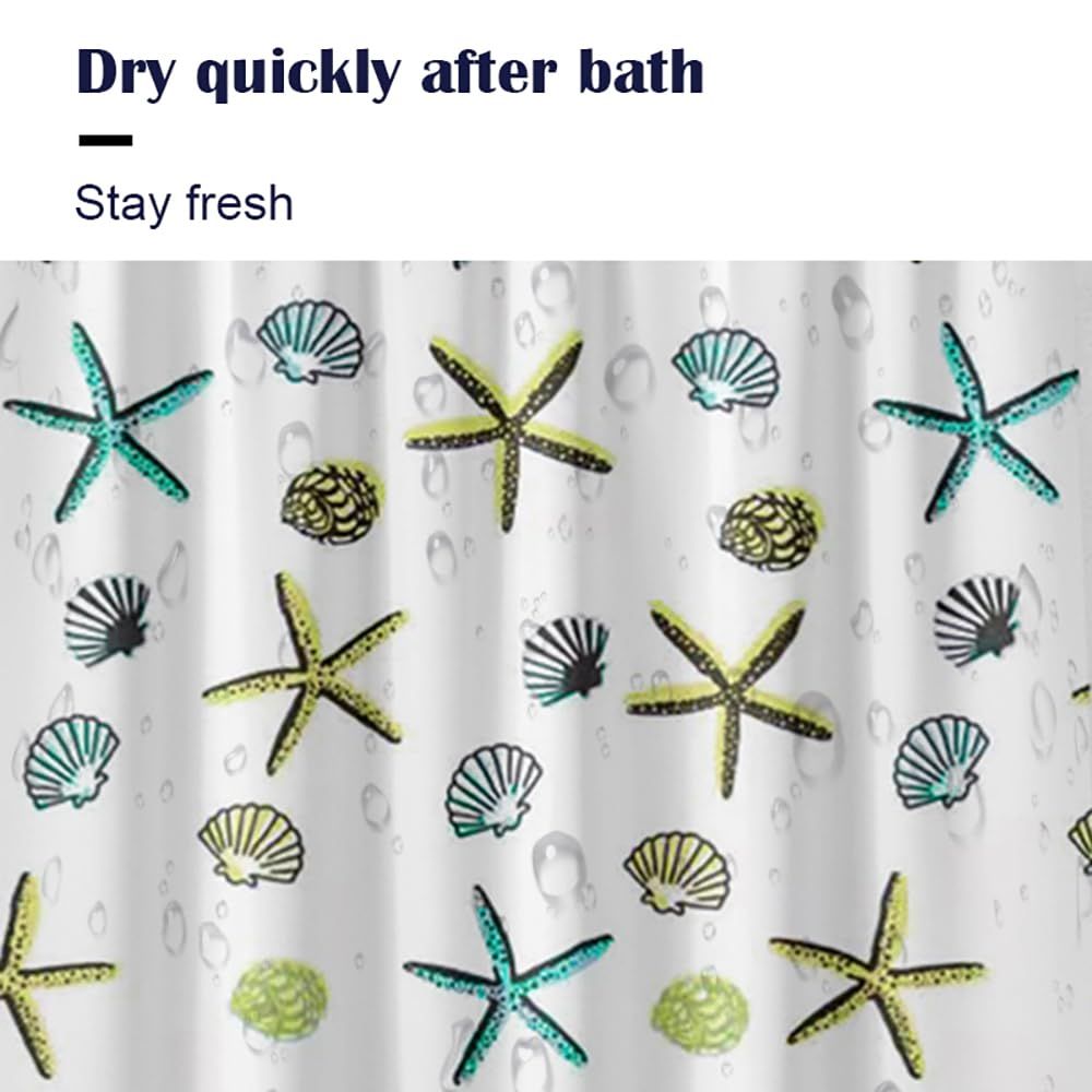 Waterproof Thickening Shower Curtain White Floral Vine Shower Curtain Bathroom Curtain partition Curtain (Starfish)