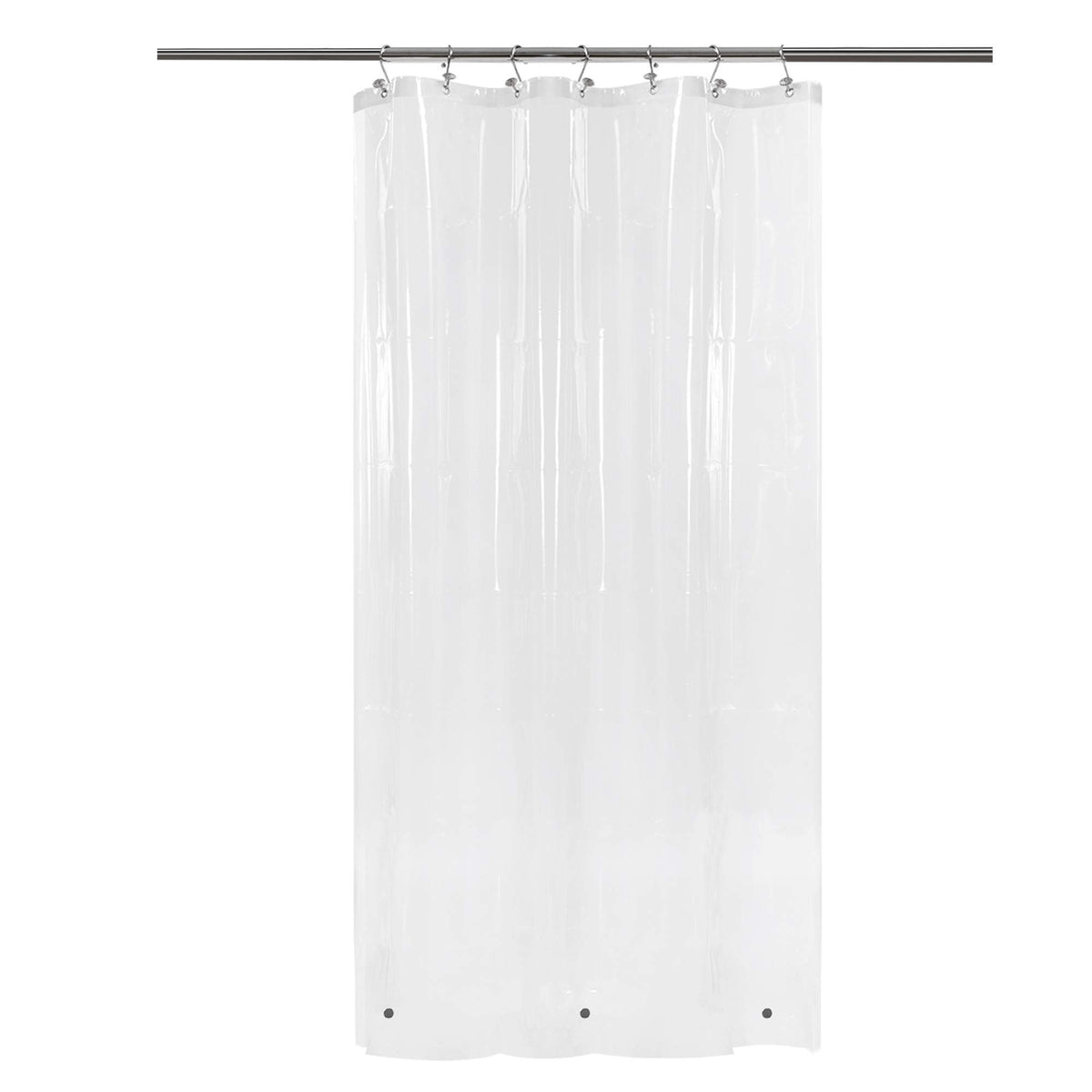 71 inch Wide Stall Shower Curtain Liner with 3 Magnets, Waterproof,Free, Metal Grommets, Clear, 71x71