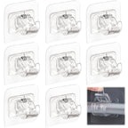 Curtain Rod Bracket No Drilling 8pcs, Self Adhesive Curtain Rod Brackets, Nail Free Adjustable Drapery (Transparent)