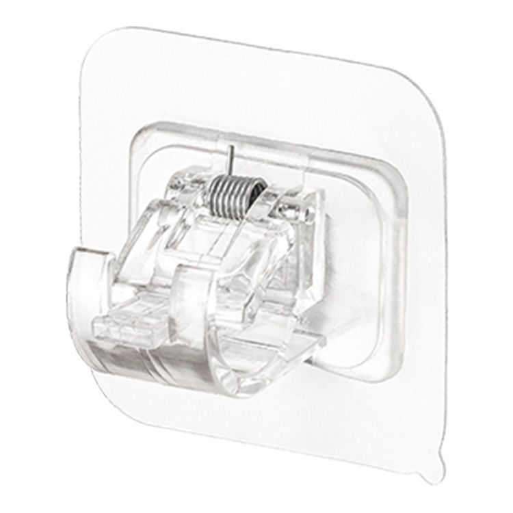 Curtain Rod Bracket No Drilling 8pcs, Self Adhesive Curtain Rod Brackets, Nail Free Adjustable Drapery (Transparent)