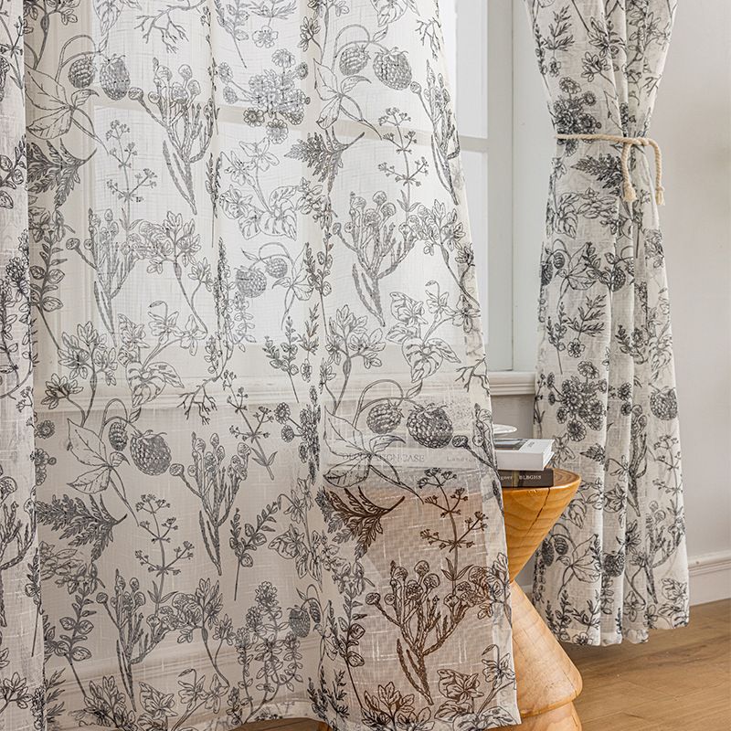 36 inch draped kitchen curtains, semi transparent short coffee shop curtains
，Curtains Botanic Print Small Window Curtains