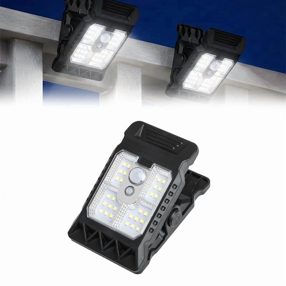 New USB & Solar Powered Motion Sensor Clip Lights, Clip On Solar Motion Lights Outdoor, Waterproof Portable for Fence Patio Garage Camping Yard