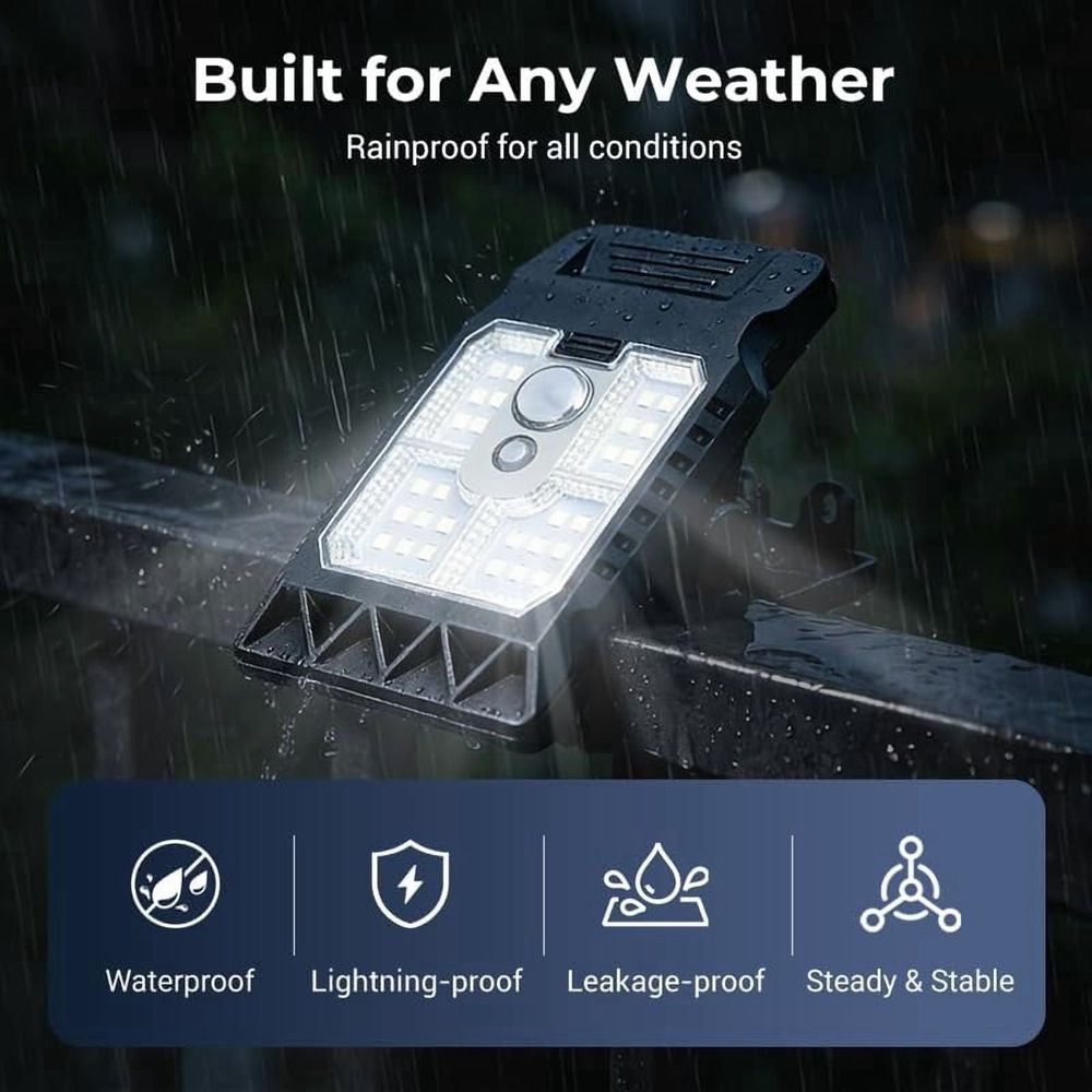 New USB & Solar Powered Motion Sensor Clip Lights, Clip On Solar Motion Lights Outdoor, Waterproof Portable for Fence Patio Garage Camping Yard