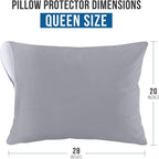 Waterproof Pillow Protector Zippered (4 ) Queen Grey – Bed Bug Proof Pillow Encasement 20 x 28 Inches