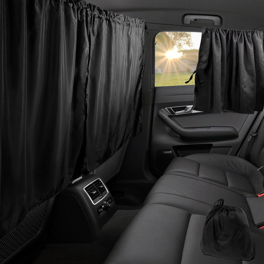 Car Privacy Curtains Universal Divider Curtain Between Rear Seat Auto Blackout Sun Shades Side Window Covers Accessories for Travel Camping Nap Sleeping