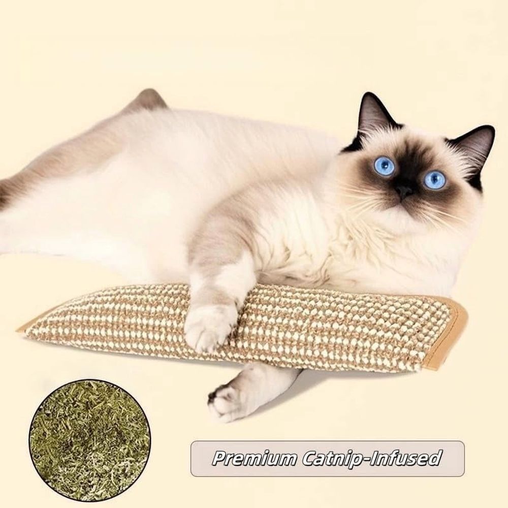 Pillow, Premium Catnip-Infused Pillow with Dual Hemp Rope, Sisal Scratching & Bite-Resistant Design for Teething, Play & Cat Anxiety Relief