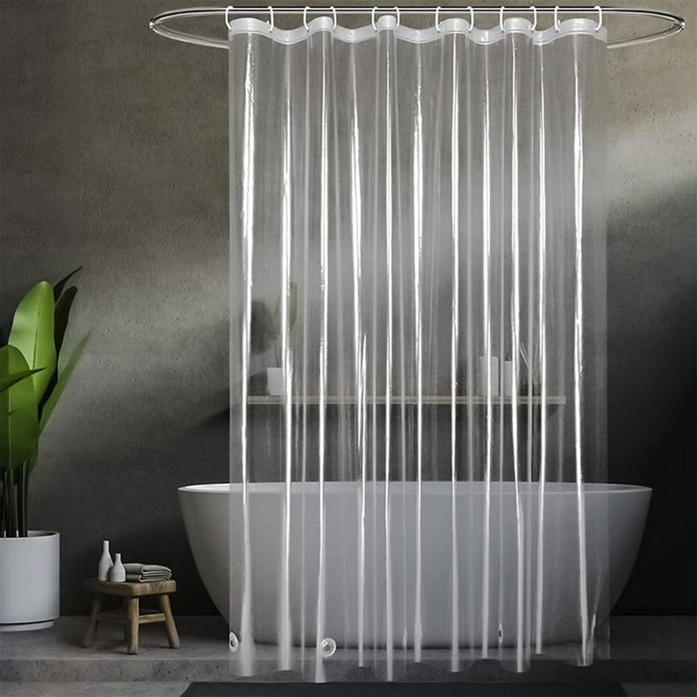 Clear Plastic Shower Curtain Liner Waterproof with Magnets | Extra Large Heavy Duty Bathroom Shower Curtain Includes 12 Hooks