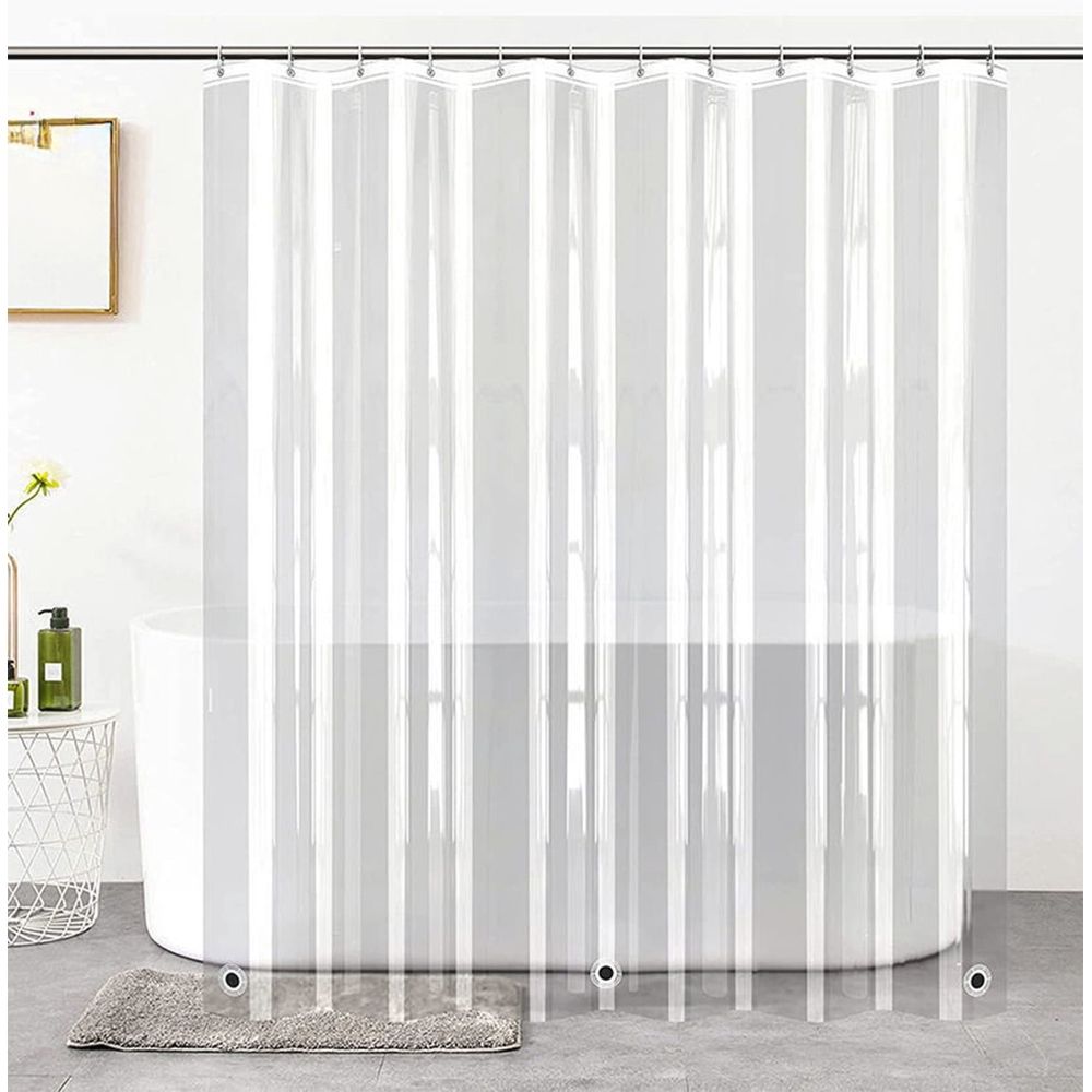 Clear Plastic Shower Curtain Liner Waterproof with Magnets | Extra Large Heavy Duty Bathroom Shower Curtain Includes 12 Hooks