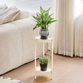 Small Side Table | End Table or Coffee Table with 2-Tier Storage | Modern Compact Round Table for Living Room or Bedroom | White Plastic with Steel Frame | Snack Table, Nightstand, or Corner Table