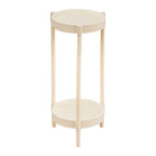 Small Side Table | End Table or Coffee Table with 2-Tier Storage | Modern Compact Round Table for Living Room or Bedroom | White Plastic with Steel Frame | Snack Table, Nightstand, or Corner Table