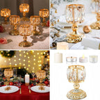 Tabletop Tealight Crystal Candle Holders, Crystal Bowl Tealight Candelabra, Wedding centerpieces for Tables Crystal Candlestick, Centerpiece Table Decorations, Valentine's Day Decoratio