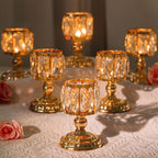 Tabletop Tealight Crystal Candle Holders, Crystal Bowl Tealight Candelabra, Wedding centerpieces for Tables Crystal Candlestick, Centerpiece Table Decorations, Valentine's Day Decoratio