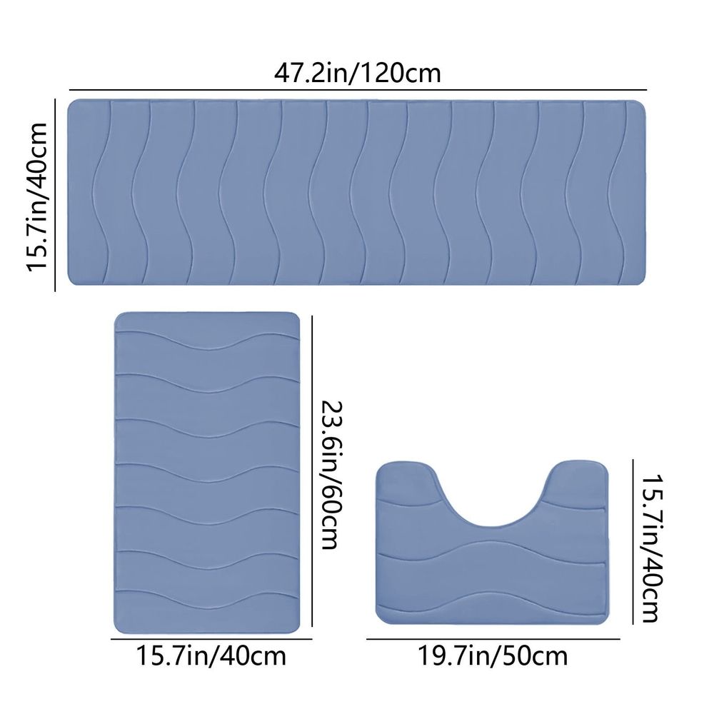 Memory Foam Bath Mat Set, Bathroom Rugs For 3 Pieces, Super Soft Absorbent Quick Dry Bathroom Rug, Machine Washable Non Slip Floor Carpet For Tub Shower