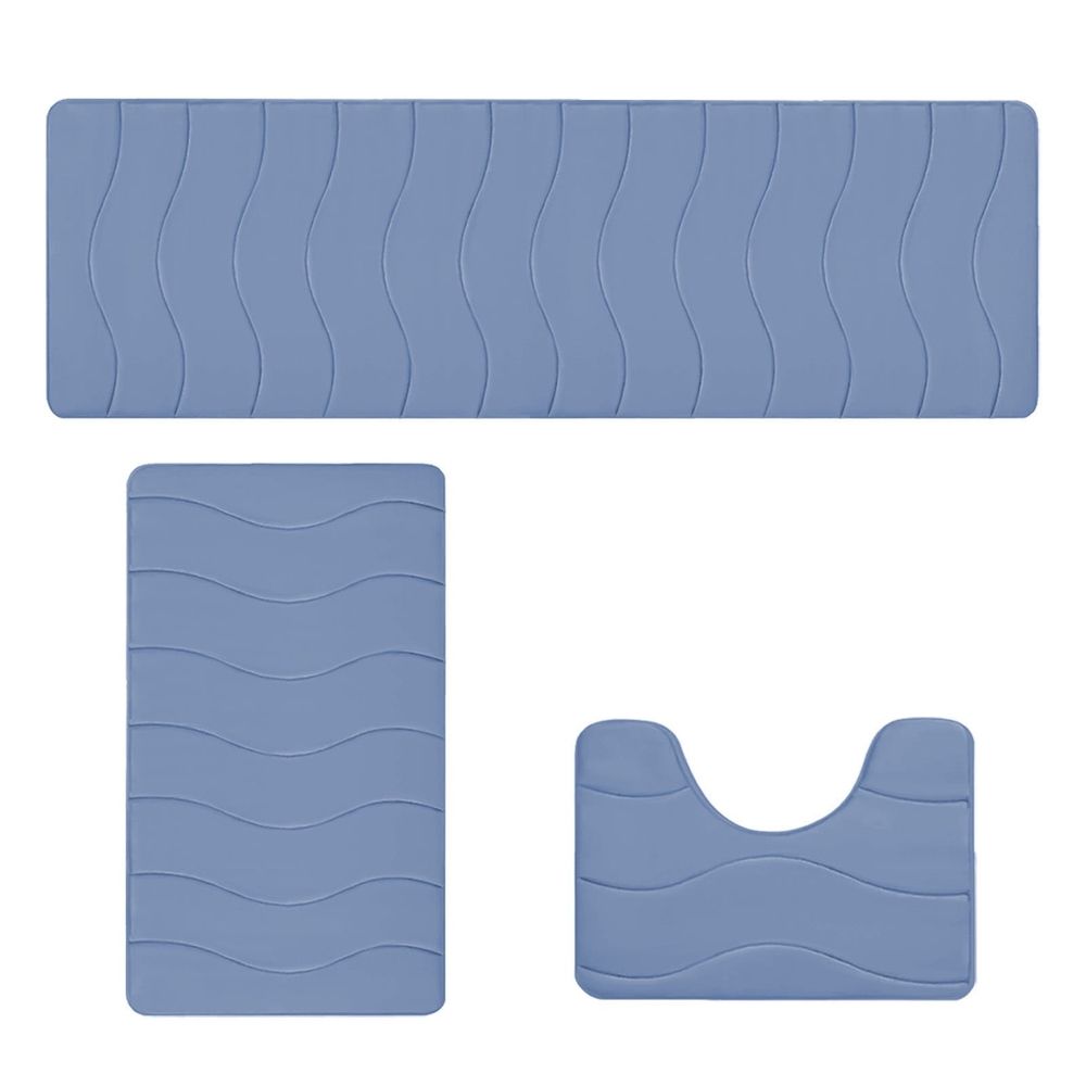 Memory Foam Bath Mat Set, Bathroom Rugs For 3 Pieces, Super Soft Absorbent Quick Dry Bathroom Rug, Machine Washable Non Slip Floor Carpet For Tub Shower