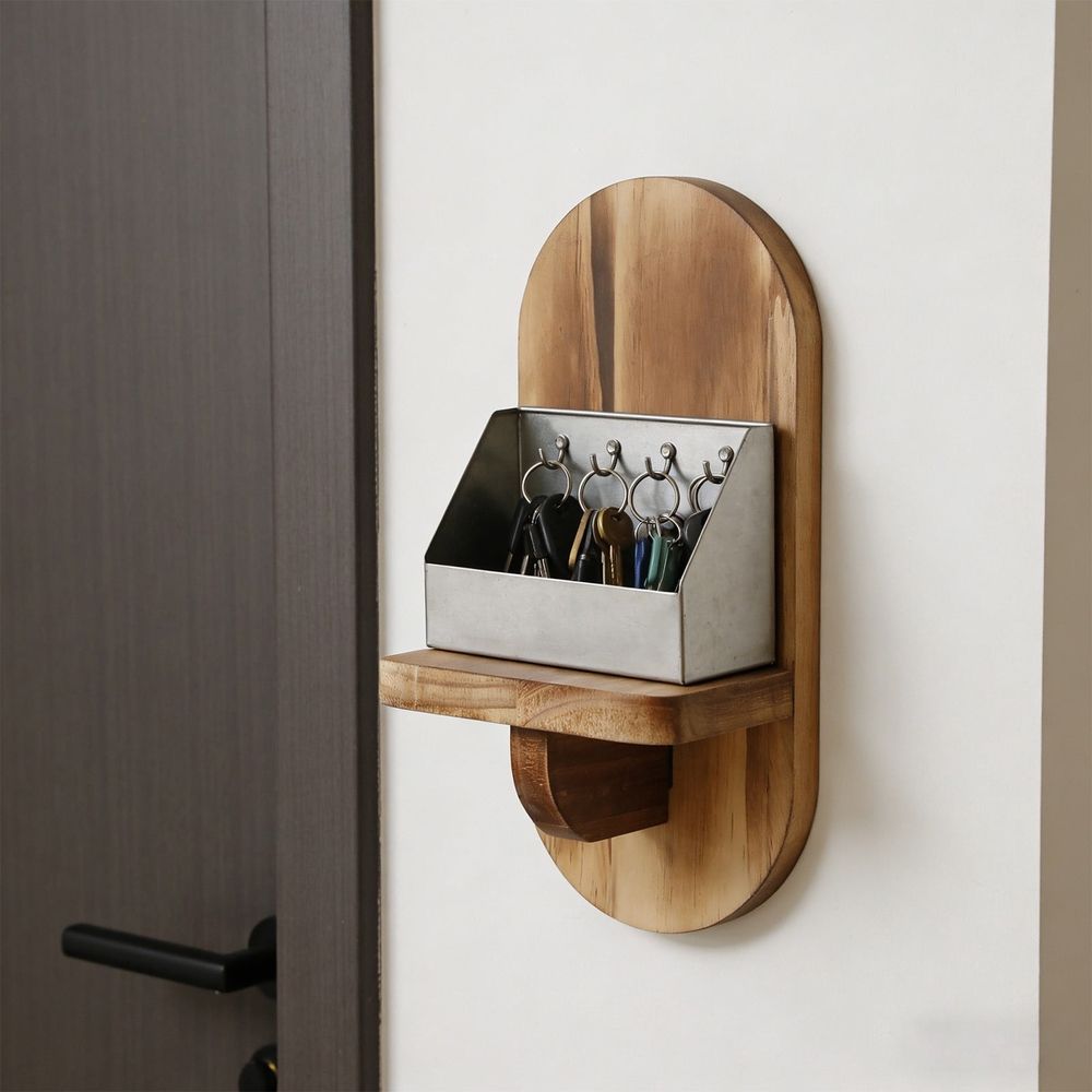 Wooden Floating Shelf with Wall Mounted Board | Decorative Storage Shelf for Bedroom, Living Room, Bathroom | Brown Wood Wall Shelf | 1 Piece